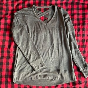 Army green criss cross back sweater